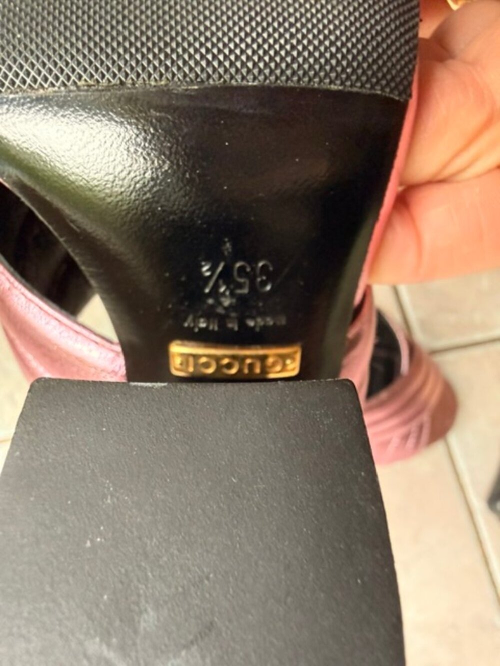 Gucci Webby Heels Metallic Pink Size 35 1/2 excellent condition - Picture 8 of 9